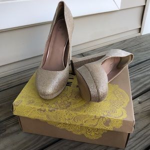 Glitter Gold Platform Heels